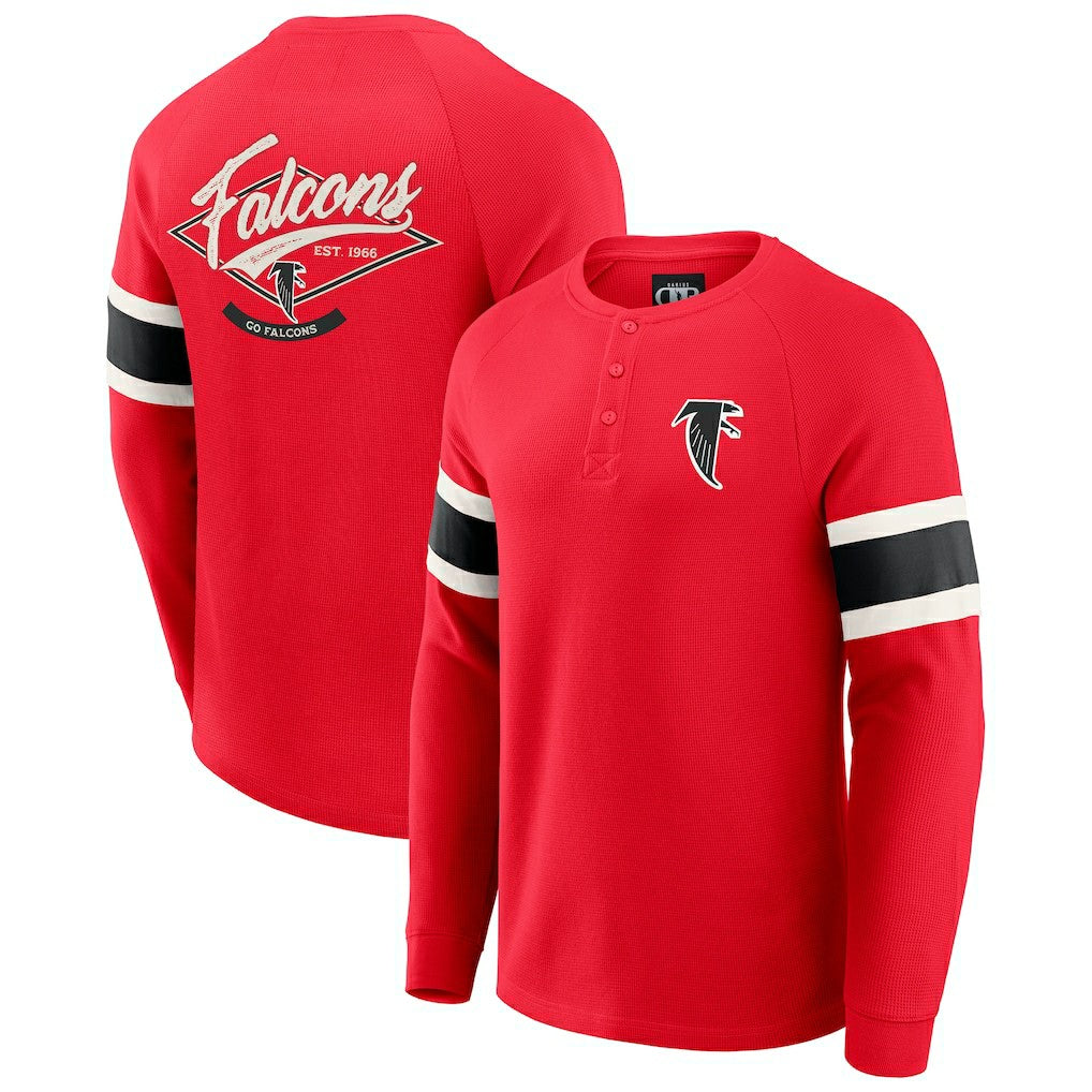 Atlanta Falcons Darius Rucker Collection Waffle-Knit Raglan Long Sleeve Henley T-Shirt - Red - Fanatics