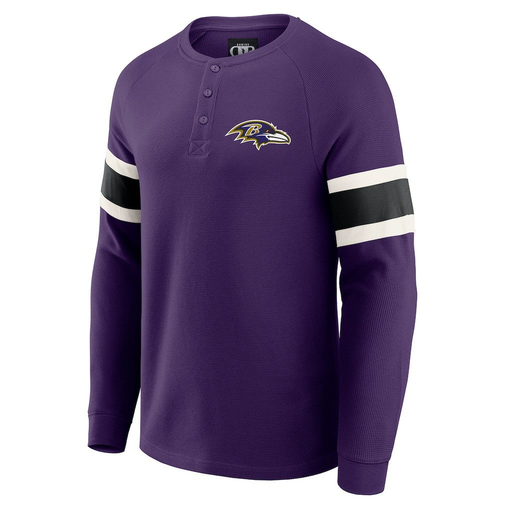 Baltimore Ravens Darius Rucker Collection Waffle-Knit Raglan Long Sleeve Henley T-Shirt - Purple - Fanatics