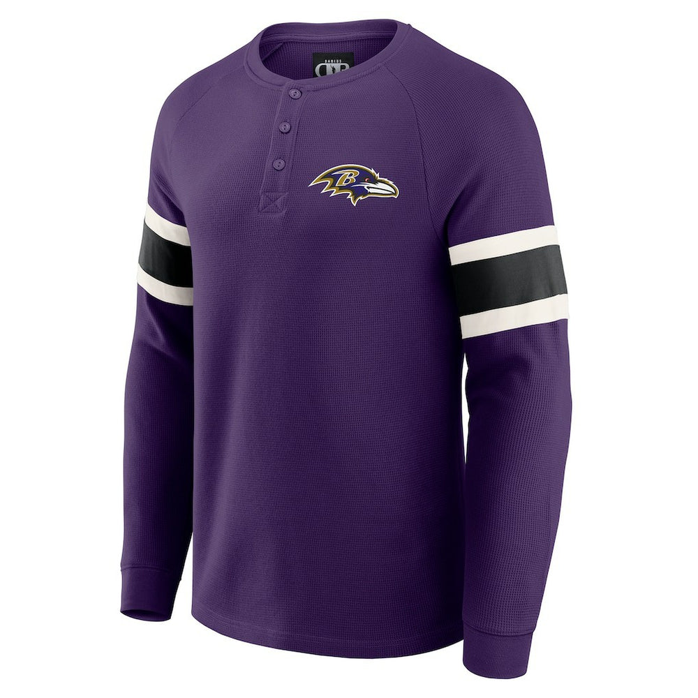 Baltimore Ravens Darius Rucker Collection Waffle-Knit Raglan Long Sleeve Henley T-Shirt - Purple - Fanatics