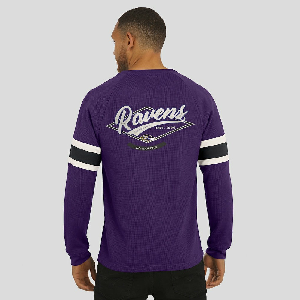 Baltimore Ravens Darius Rucker Collection Waffle-Knit Raglan Long Sleeve Henley T-Shirt - Purple - Fanatics
