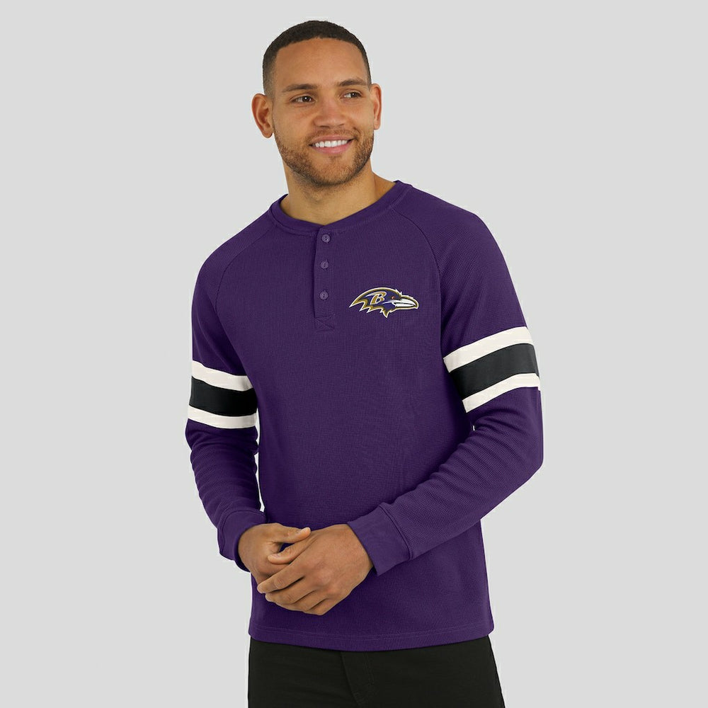Baltimore Ravens Darius Rucker Collection Waffle-Knit Raglan Long Sleeve Henley T-Shirt - Purple - Fanatics