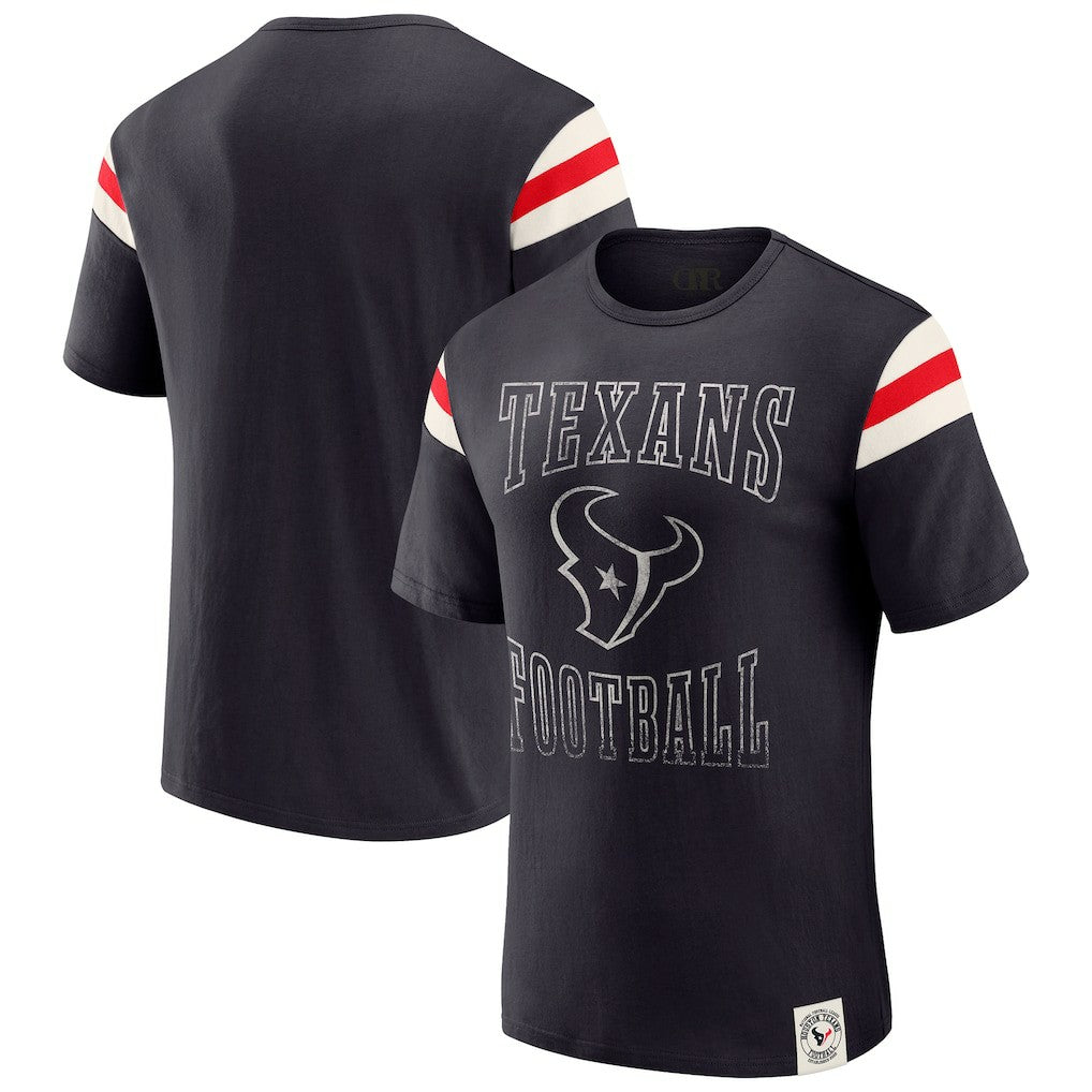 Houston Texans Darius Rucker Collection Football Stripe Sleeve T-Shirt - Navy - Fanatics