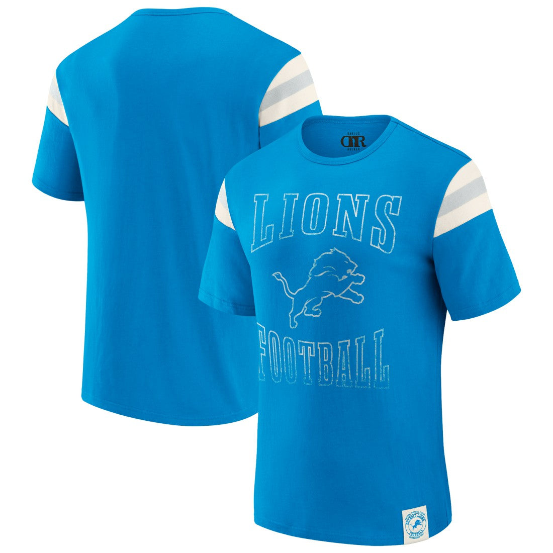 Detroit Lions Darius Rucker Collection Football Stripe Sleeve T-Shirt - Blue - Fanatics