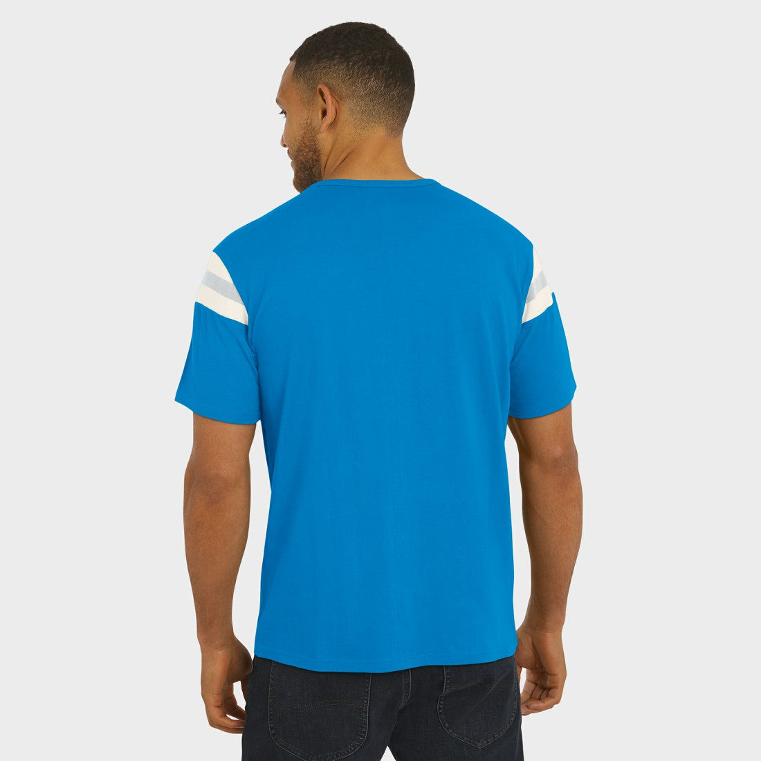 Detroit Lions Darius Rucker Collection Football Stripe Sleeve T-Shirt - Blue - Fanatics