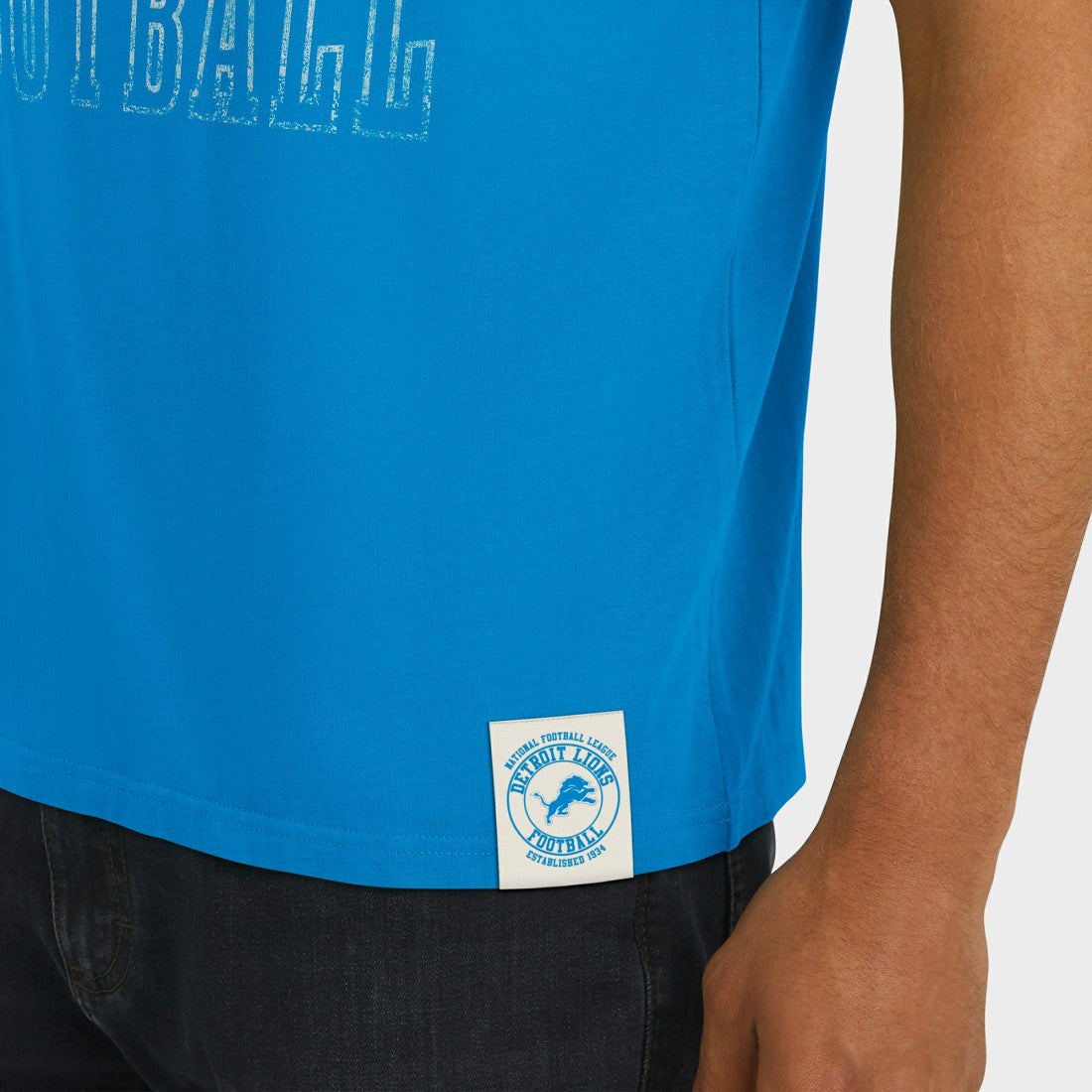 Detroit Lions Darius Rucker Collection Football Stripe Sleeve T-Shirt - Blue - Fanatics