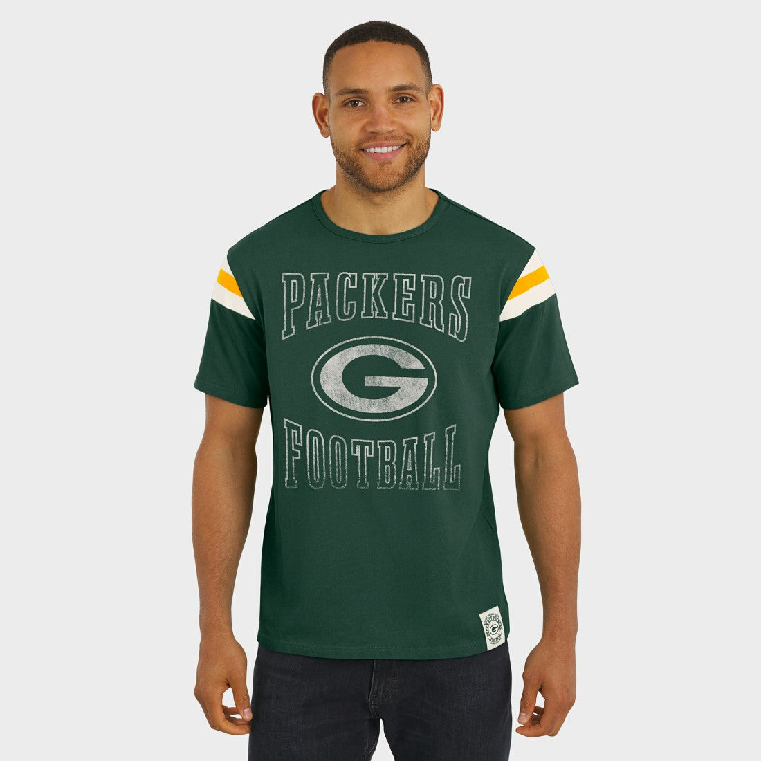 Green Bay Packers Darius Rucker Collection Football Stripe Sleeve T-Shirt - Green - Fanatics