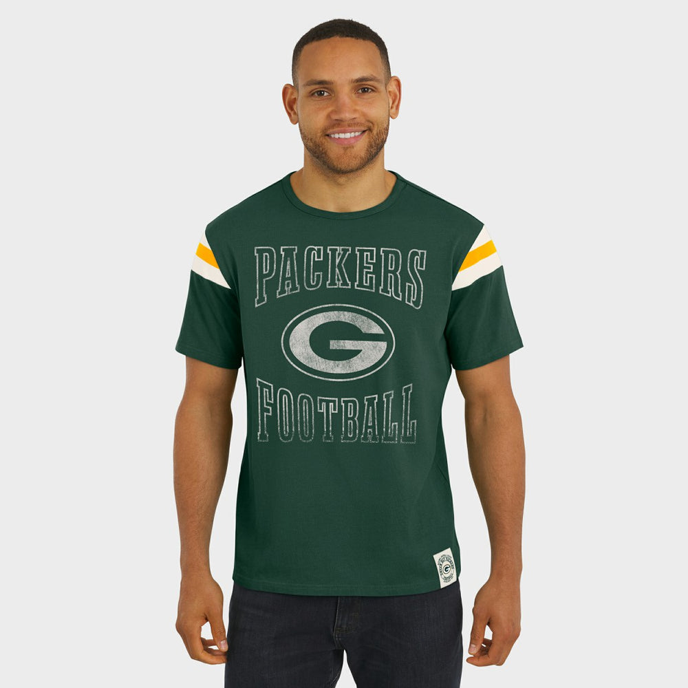 Green Bay Packers Darius Rucker Collection Football Stripe Sleeve T-Shirt - Green - Fanatics