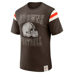 Cleveland Browns Darius Rucker Collection Football Stripe Sleeve T-Shirt - Brown - Fanatics
