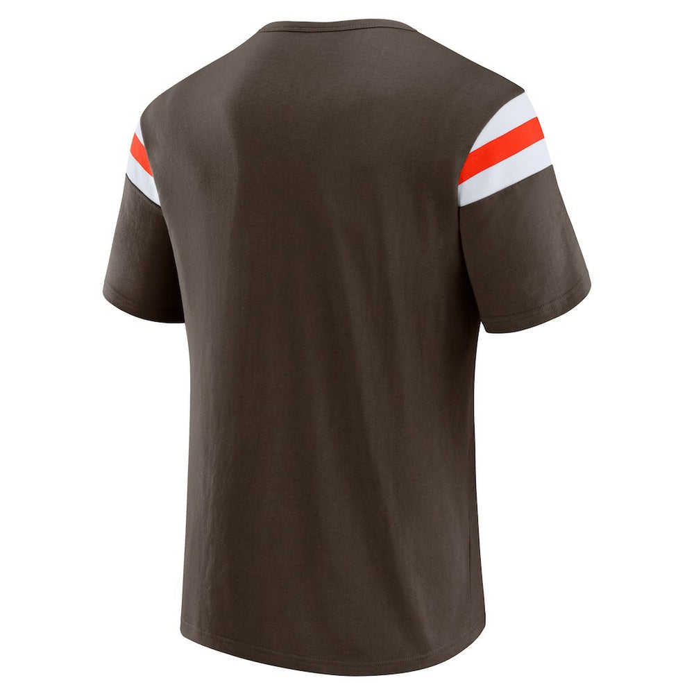 Cleveland Browns Darius Rucker Collection Football Stripe Sleeve T-Shirt - Brown - Fanatics