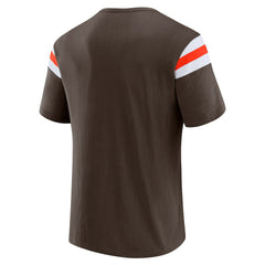 Cleveland Browns Darius Rucker Collection Football Stripe Sleeve T-Shirt - Brown - Fanatics