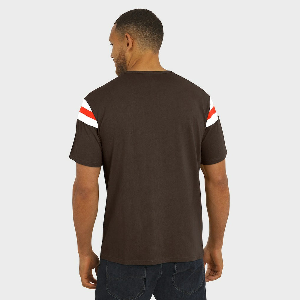 Cleveland Browns Darius Rucker Collection Football Stripe Sleeve T-Shirt - Brown - Fanatics