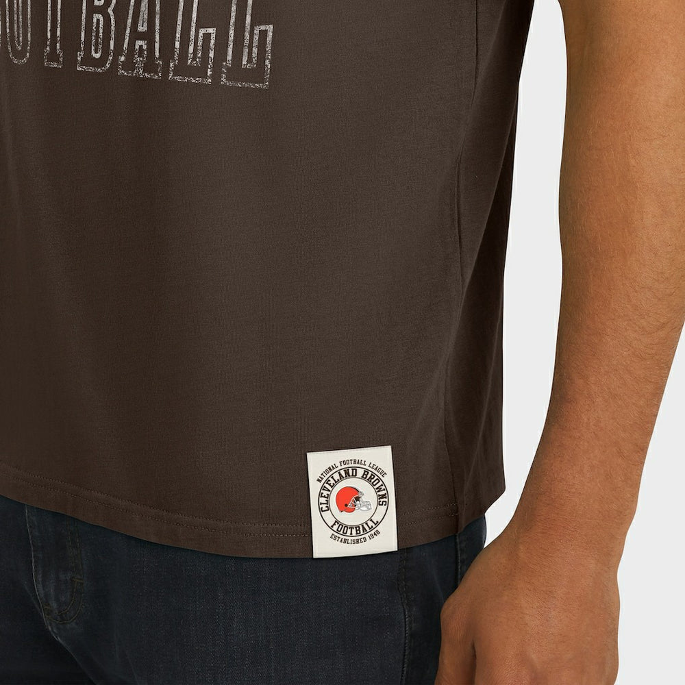 Cleveland Browns Darius Rucker Collection Football Stripe Sleeve T-Shirt - Brown - Fanatics