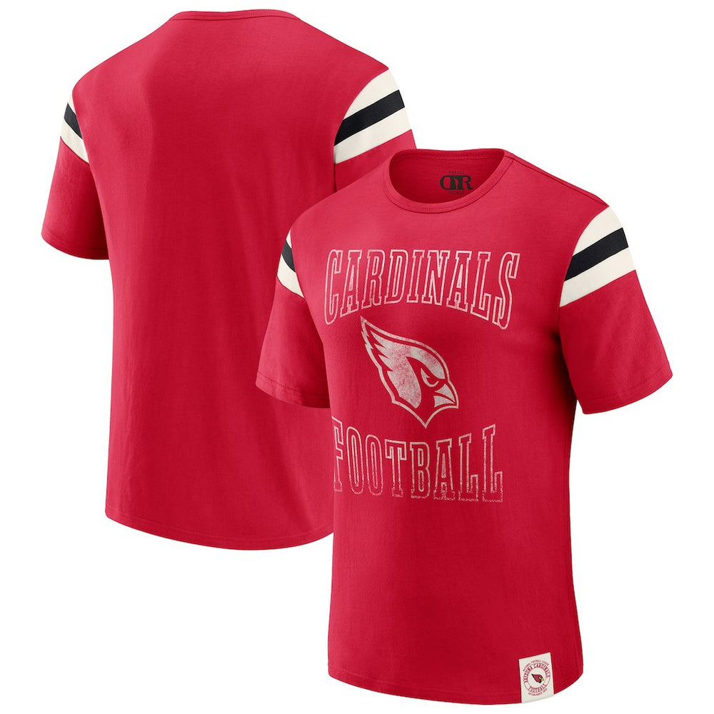 Arizona Cardinals Darius Rucker Collection Football Stripe Sleeve T-Shirt - Cardinal - Fanatics
