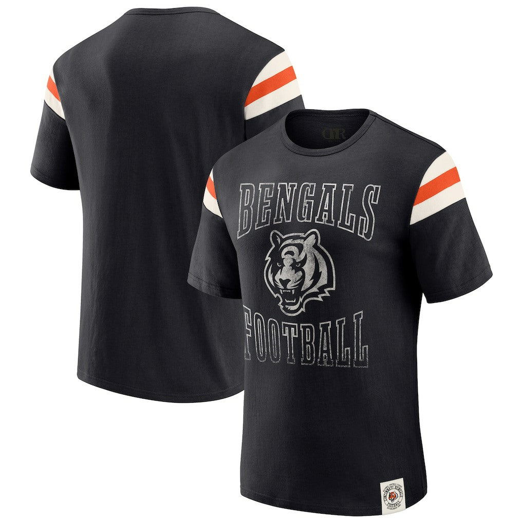 Cincinnati Bengals Darius Rucker Collection Football Stripe Sleeve T-Shirt - Black - Fanatics