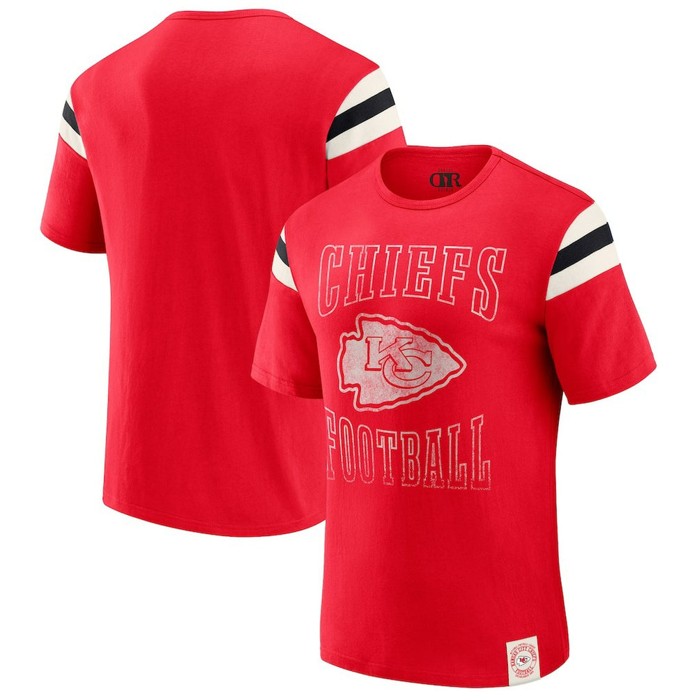 Kansas City Chiefs Darius Rucker Collection Football Stripe Sleeve T-Shirt - Red - Fanatics