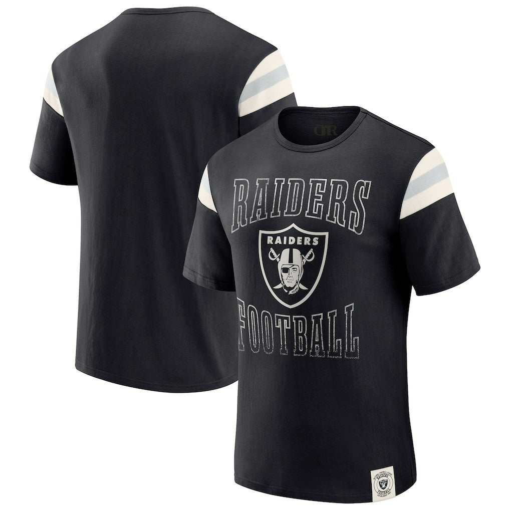 Las Vegas Raiders Darius Rucker Collection Football Stripe Sleeve T-Shirt - Black - Fanatics