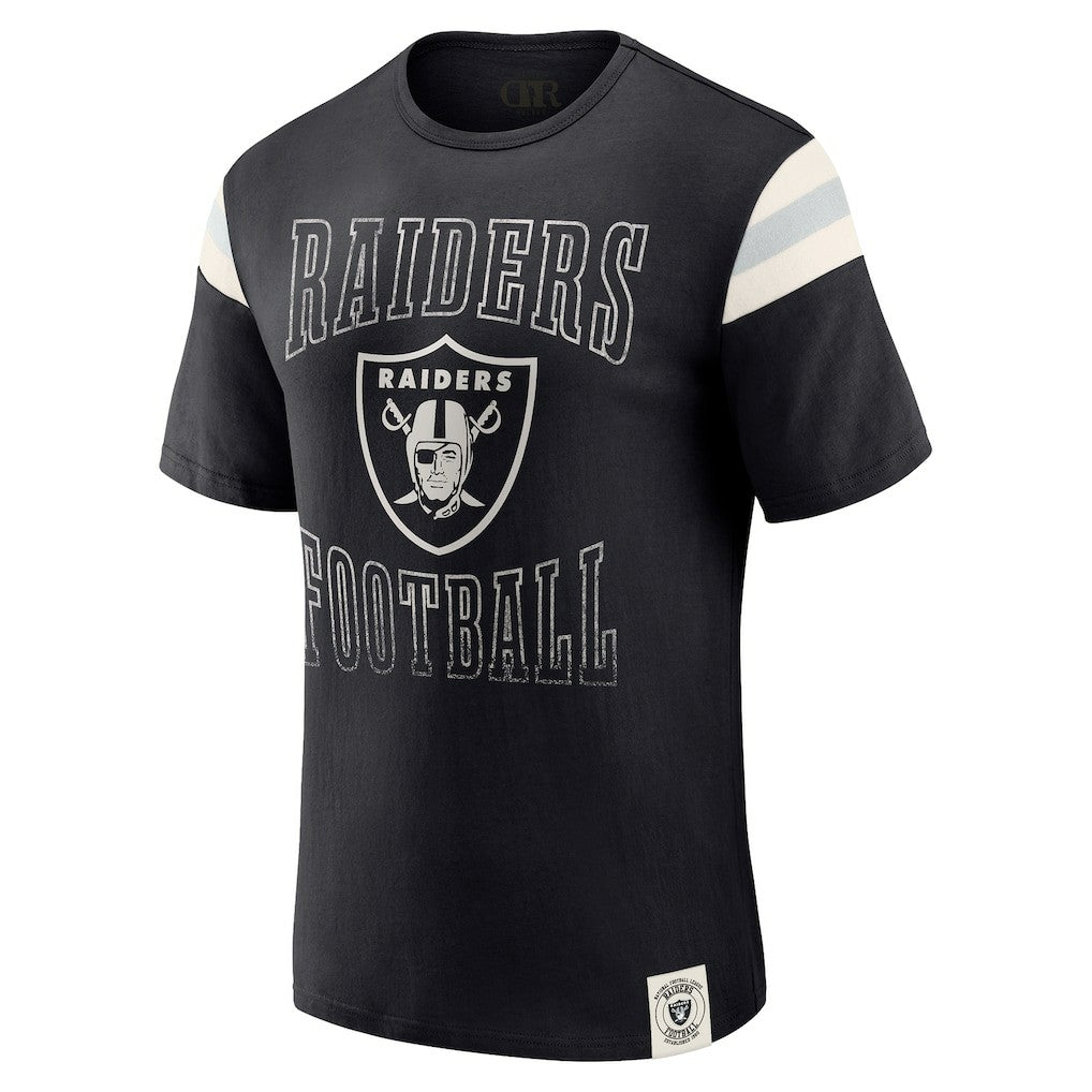 Las Vegas Raiders Darius Rucker Collection Football Stripe Sleeve T-Shirt - Black - Fanatics