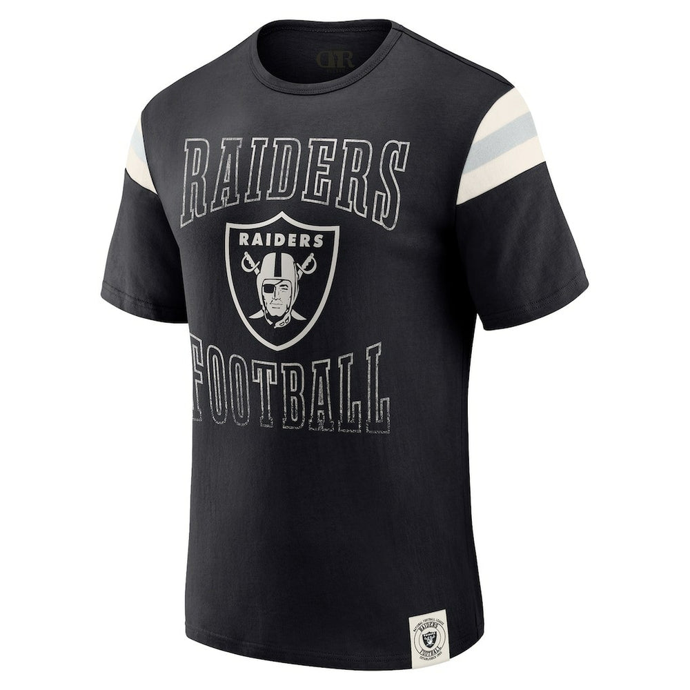 Las Vegas Raiders Darius Rucker Collection Football Stripe Sleeve T-Shirt - Black - Fanatics