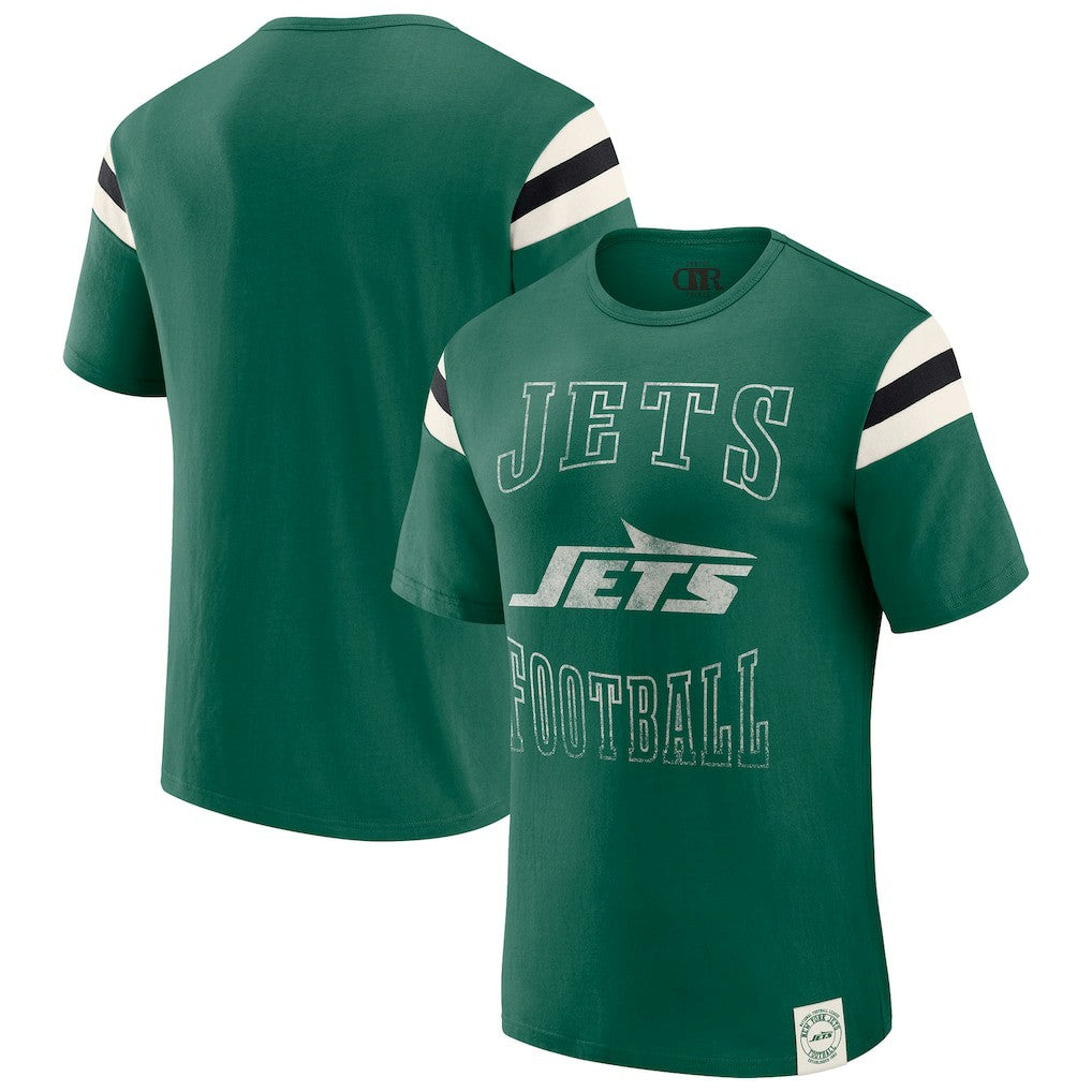 New York Jets Darius Rucker Collection Football Stripe Sleeve T-Shirt - Green - Fanatics
