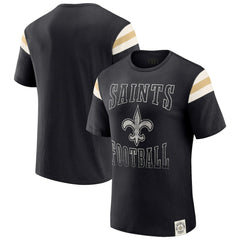 New Orleans Saints Darius Rucker Collection Football Stripe Sleeve T-Shirt - Black - Fanatics