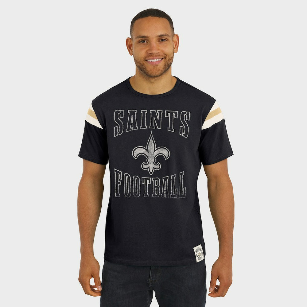 New Orleans Saints Darius Rucker Collection Football Stripe Sleeve T-Shirt - Black - Fanatics
