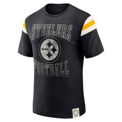 Pittsburgh Steelers Darius Rucker Collection Football Stripe Sleeve T-Shirt - Black - Fanatics