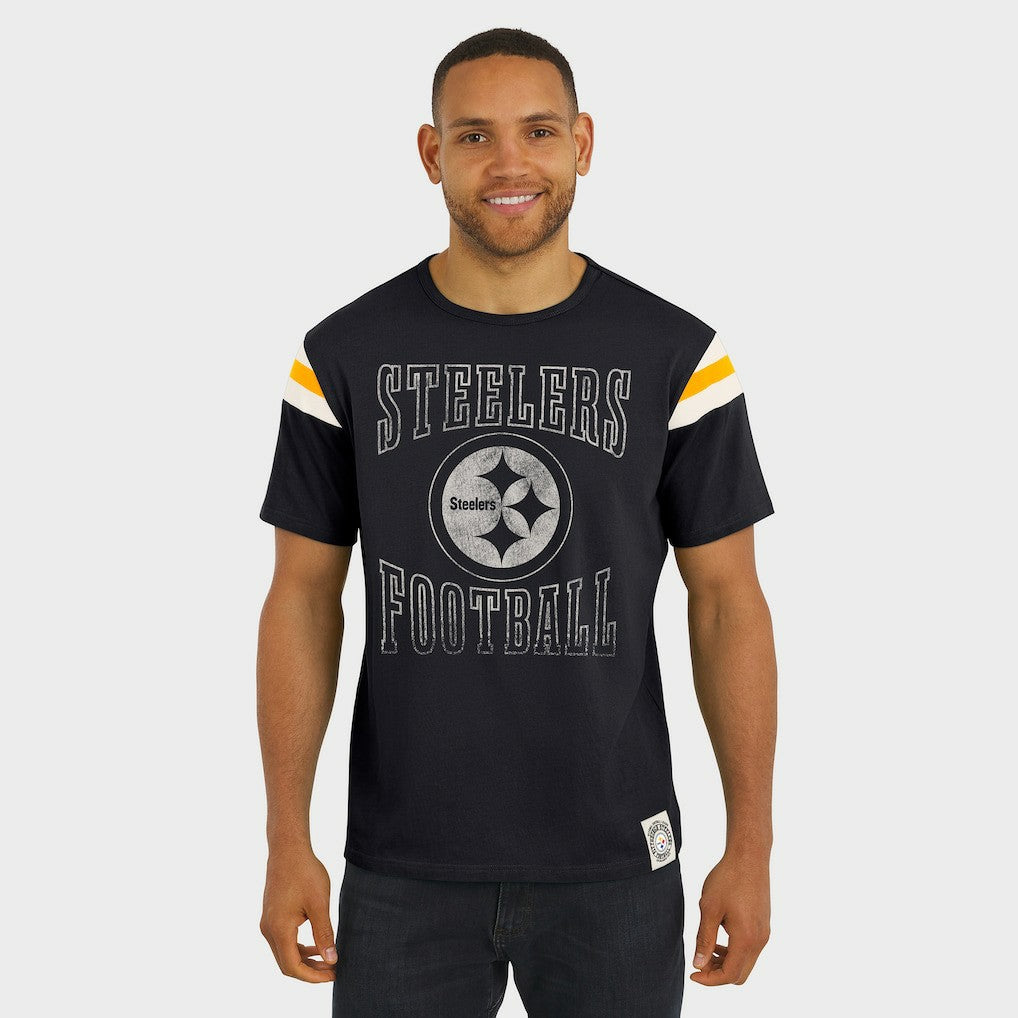 Pittsburgh Steelers Darius Rucker Collection Football Stripe Sleeve T-Shirt - Black - Fanatics
