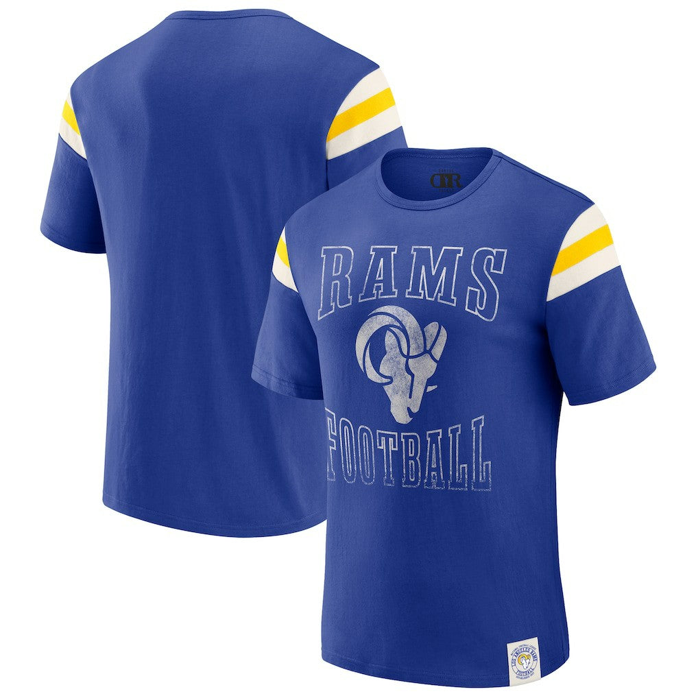 Los Angeles Rams Darius Rucker Collection Football Stripe Sleeve T-Shirt - Royal - Fanatics