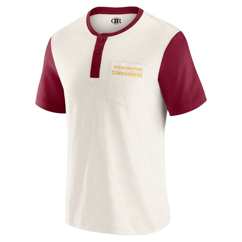 Washington Commanders Darius Rucker Collection Henley Colorblock Slub Pocket T-Shirt - Cream - Fanatics