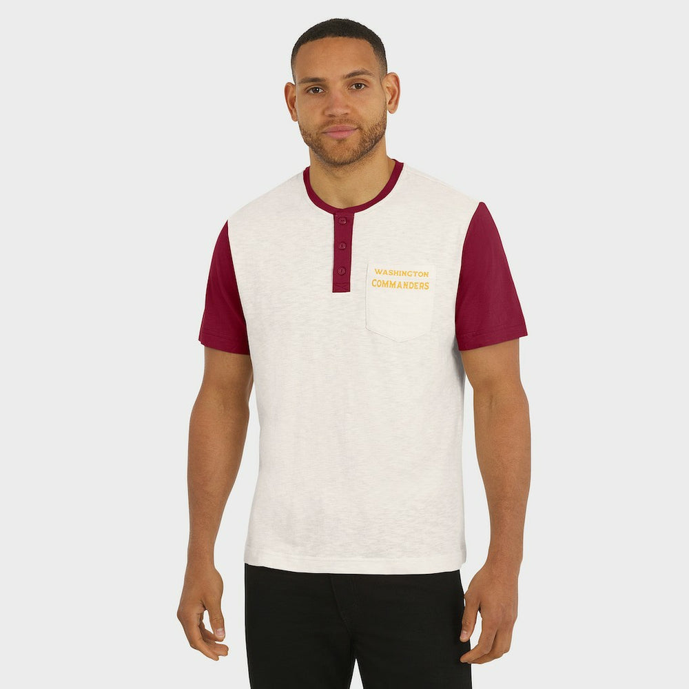Washington Commanders Darius Rucker Collection Henley Colorblock Slub Pocket T-Shirt - Cream - Fanatics