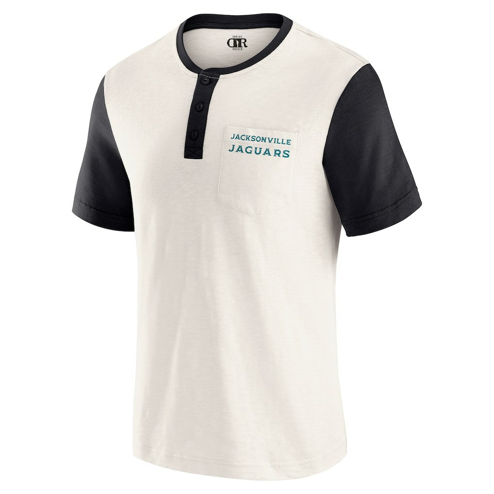 Jacksonville Jaguars Darius Rucker Collection Henley Colorblock Slub Pocket T-Shirt - Cream - Fanatics