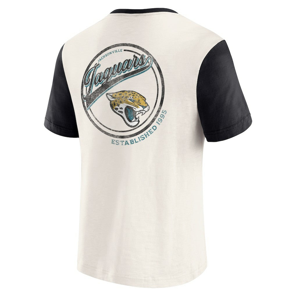 Jacksonville Jaguars Darius Rucker Collection Henley Colorblock Slub Pocket T-Shirt - Cream - Fanatics