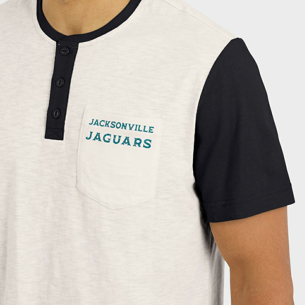 Jacksonville Jaguars Darius Rucker Collection Henley Colorblock Slub Pocket T-Shirt - Cream - Fanatics