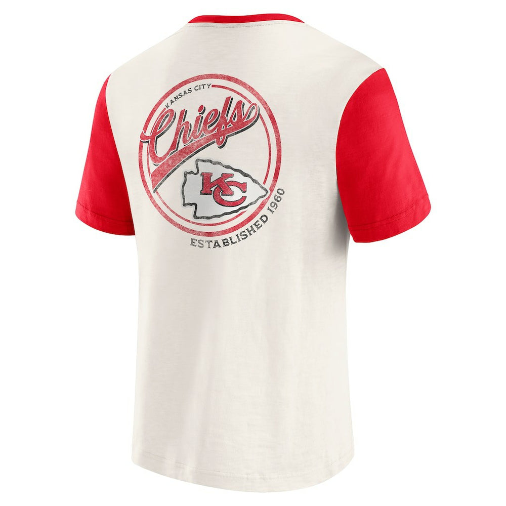 Kansas City Chiefs Darius Rucker Collection Henley Colorblock Slub Pocket T-Shirt - Cream - Fanatics