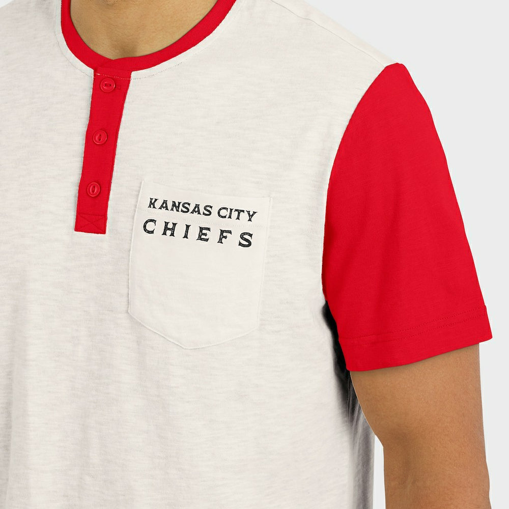 Kansas City Chiefs Darius Rucker Collection Henley Colorblock Slub Pocket T-Shirt - Cream - Fanatics