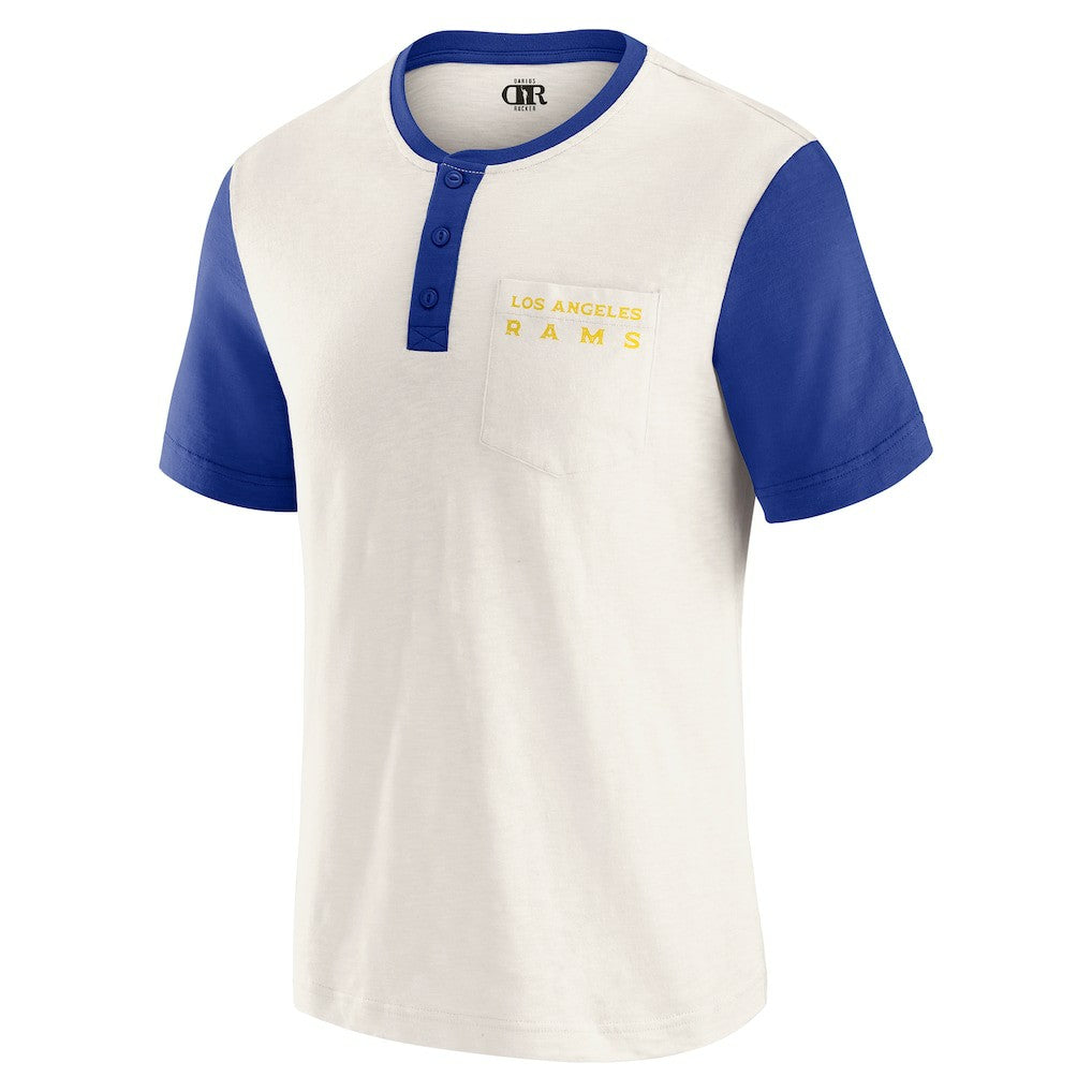 Los Angeles Rams Darius Rucker Collection Henley Colorblock Slub Pocket T-Shirt - Cream - Fanatics