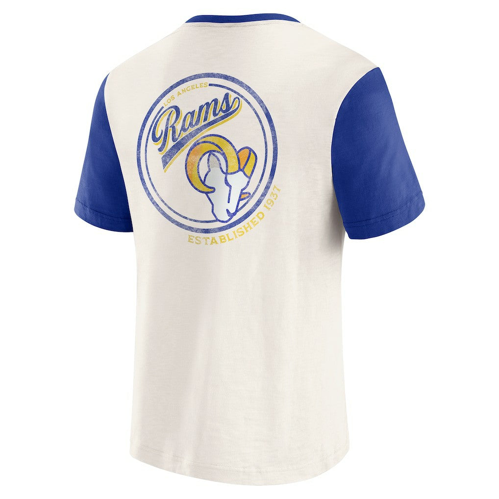 Los Angeles Rams Darius Rucker Collection Henley Colorblock Slub Pocket T-Shirt - Cream - Fanatics