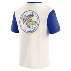 Los Angeles Rams Darius Rucker Collection Henley Colorblock Slub Pocket T-Shirt - Cream - Fanatics