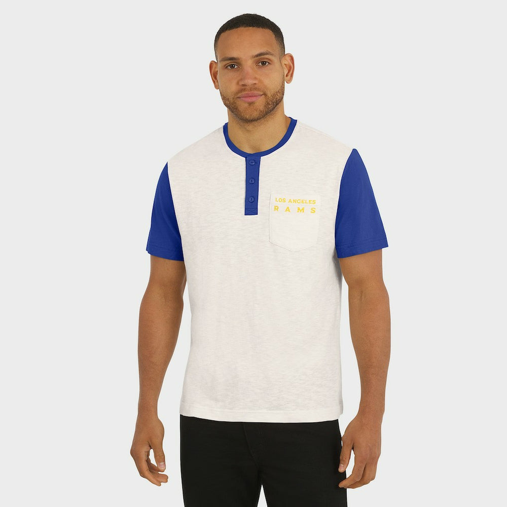 Los Angeles Rams Darius Rucker Collection Henley Colorblock Slub Pocket T-Shirt - Cream - Fanatics