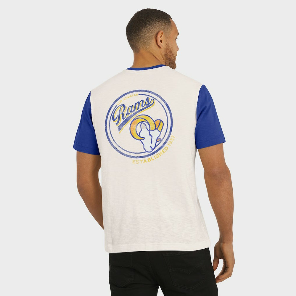 Los Angeles Rams Darius Rucker Collection Henley Colorblock Slub Pocket T-Shirt - Cream - Fanatics