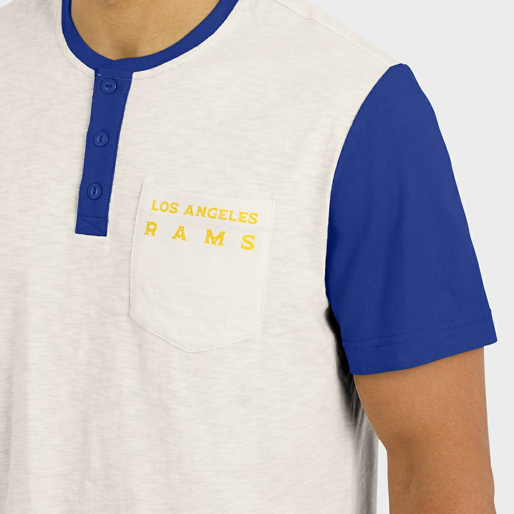 Los Angeles Rams Darius Rucker Collection Henley Colorblock Slub Pocket T-Shirt - Cream - Fanatics