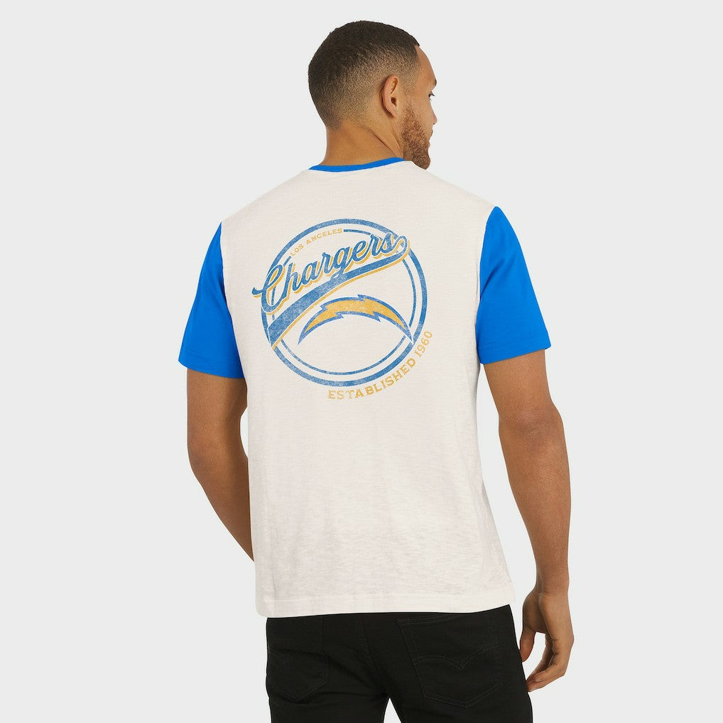 Los Angeles Chargers Darius Rucker Collection Henley Colorblock Slub Pocket T-Shirt - Cream - Fanatics
