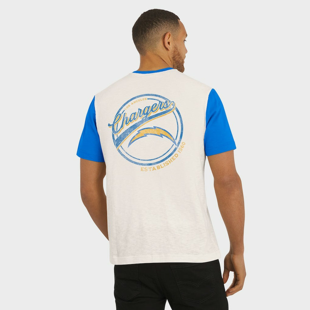 Los Angeles Chargers Darius Rucker Collection Henley Colorblock Slub Pocket T-Shirt - Cream - Fanatics