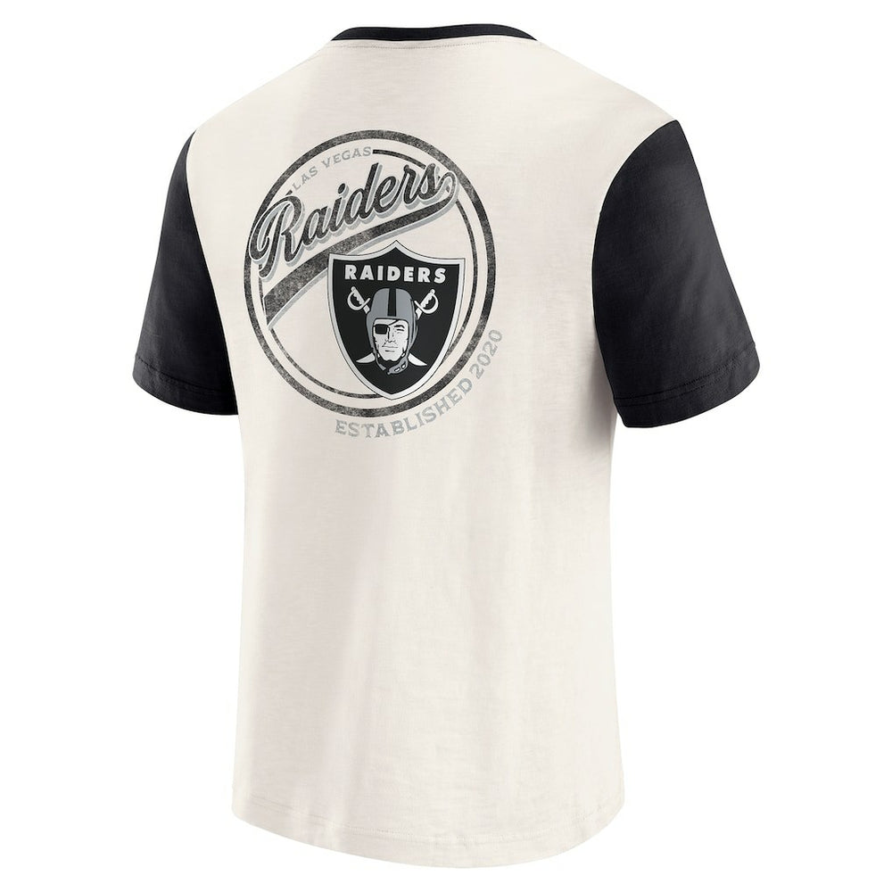 Las Vegas Raiders Darius Rucker Collection Henley Colorblock Slub Pocket T-Shirt - Cream - Fanatics