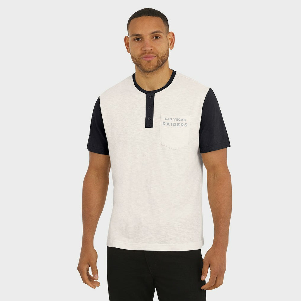 Las Vegas Raiders Darius Rucker Collection Henley Colorblock Slub Pocket T-Shirt - Cream - Fanatics