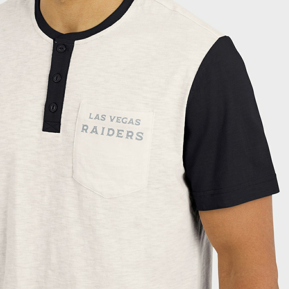 Las Vegas Raiders Darius Rucker Collection Henley Colorblock Slub Pocket T-Shirt - Cream - Fanatics