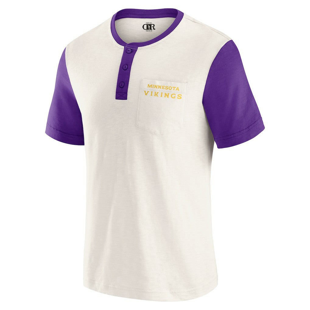 Minnesota Vikings Darius Rucker Collection Henley Colorblock Slub Pocket T-Shirt - Cream - Fanatics
