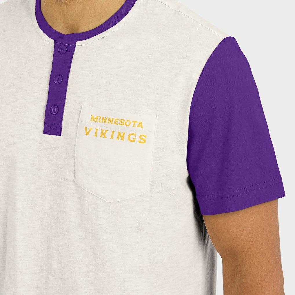 Minnesota Vikings Darius Rucker Collection Henley Colorblock Slub Pocket T-Shirt - Cream - Fanatics