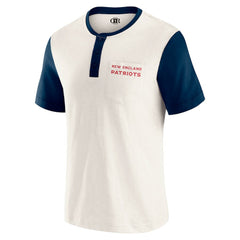New England Patriots Darius Rucker Collection Henley Colorblock Slub Pocket T-Shirt - Cream - Fanatics