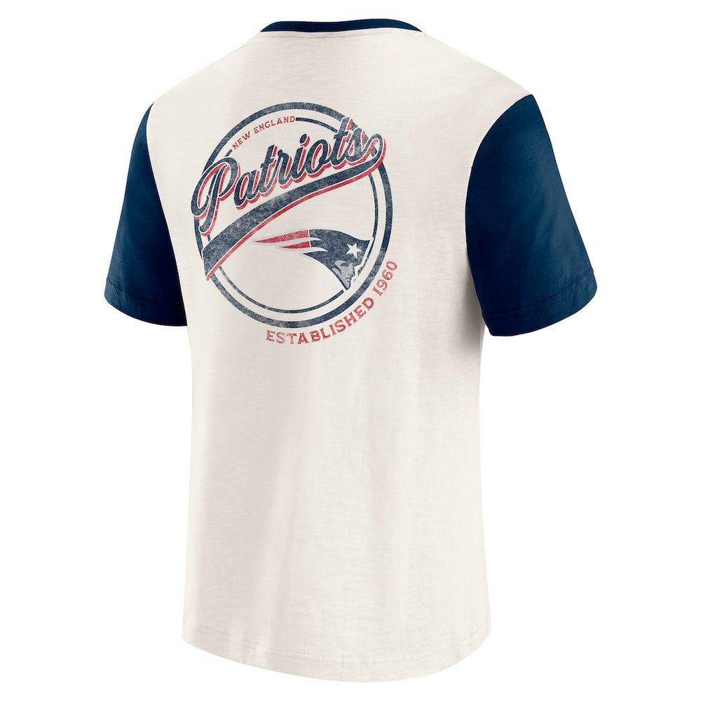 New England Patriots Darius Rucker Collection Henley Colorblock Slub Pocket T-Shirt - Cream - Fanatics